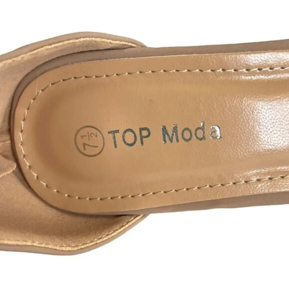 Top‎ Moda Women's Tan High Heel Sandals With Zipper Closure Size 7.5 Hannah-1
